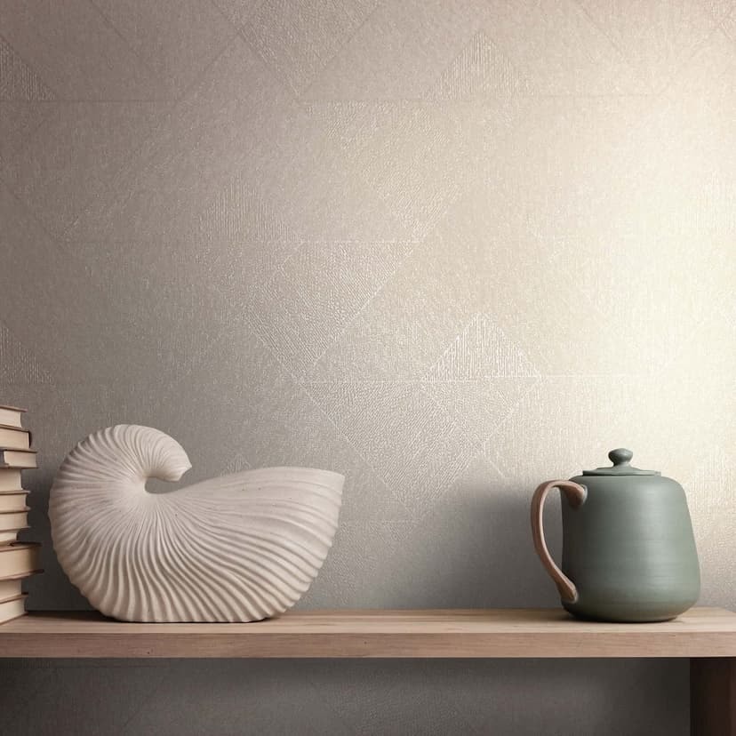 Icke-vävd tapet trianglar, geometrisk grafisk geometrisk i beige