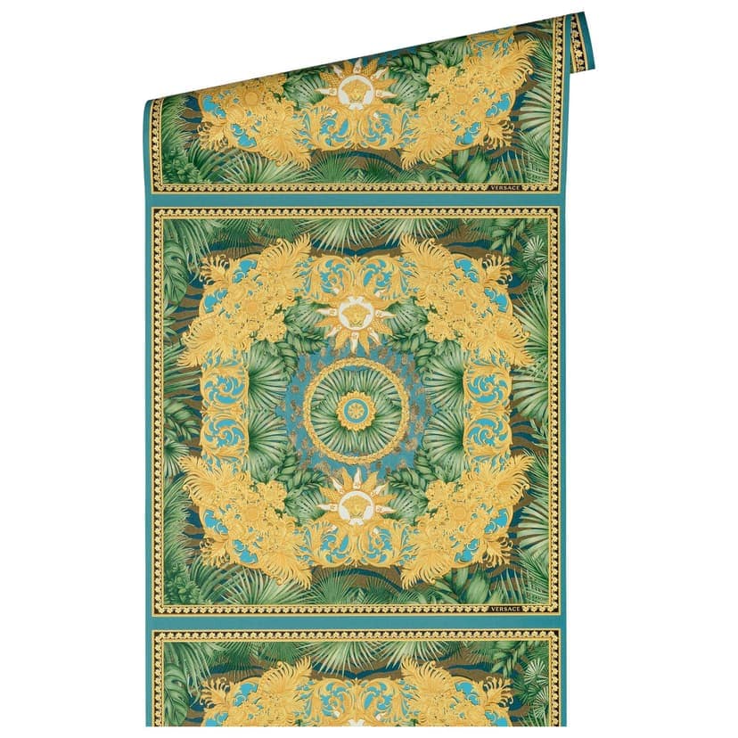 Versace Home Dschungel-Tapete Gold Grün Designer Luxus Vliestapete Palmen Blätter
