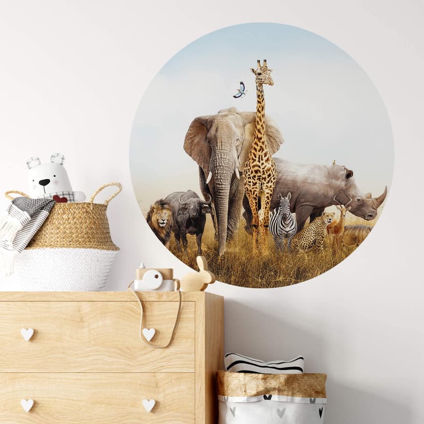 Wallsticker med afrikanska djur - Rund