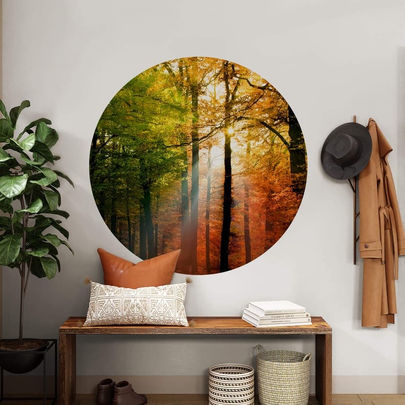Wallsticker med gyllene höstfärger - Rund