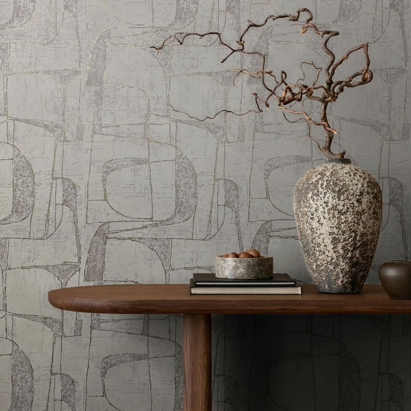 Non-woven tapet i beige glansiga geometriska former grafisk modern