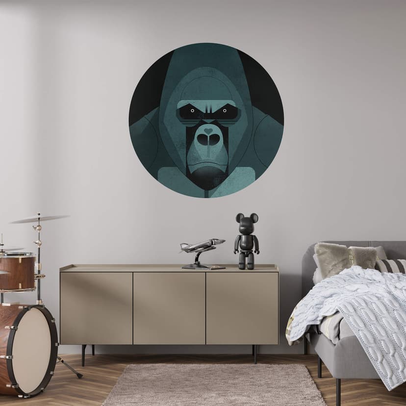 Gorilla Wallsticker - Brun - Rund