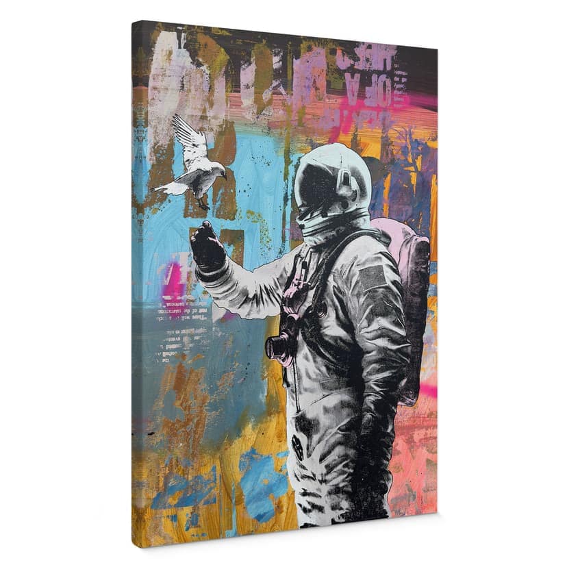 Canvastavla Astronaut med duva | Digitalt collage - Kuryliuk