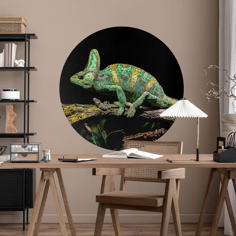 Wallsticker för djur - Kameleont Rund - Brun