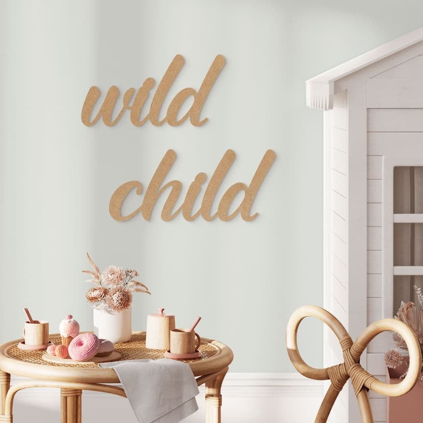 3D-bokstäver Vilda barn - MDF natur