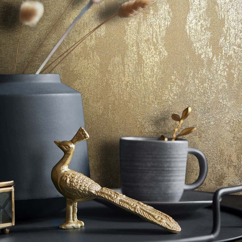 Icke-vävd tapet betong look metall look modern glansig i guld