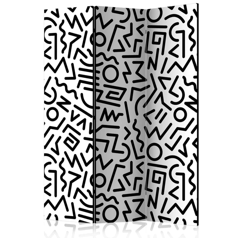 Paravent Raumteiler - Schwarz-Weiß-Labyrinth, 3-teilig