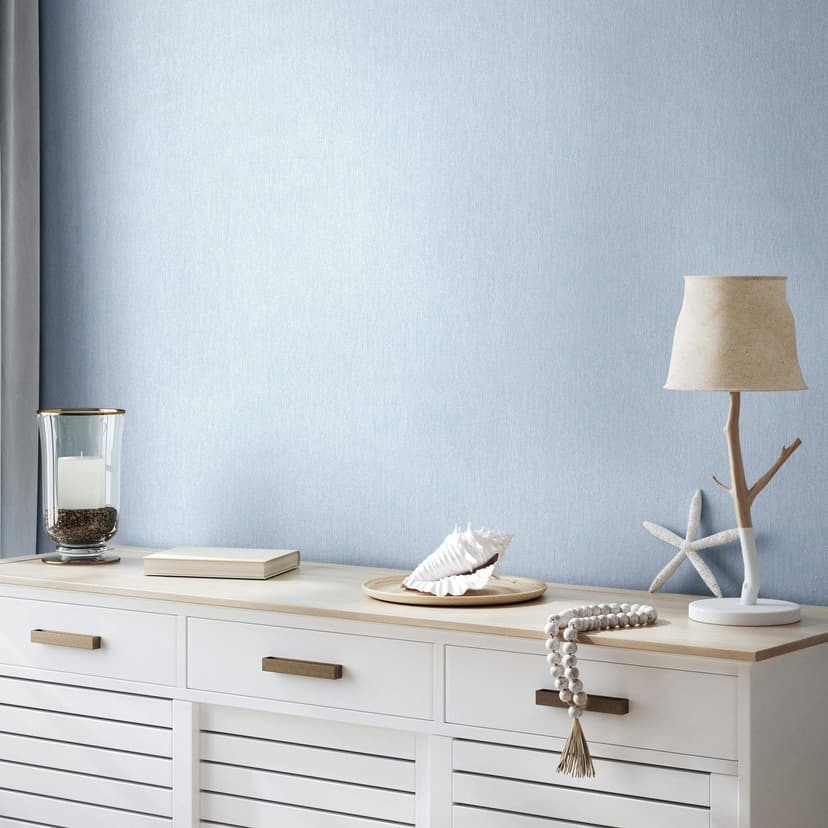 Non-woven tapet i vit, blå texturerad slät modern