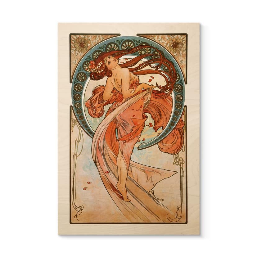 Mucha Trätavla - Fyra konstarter: Dansen