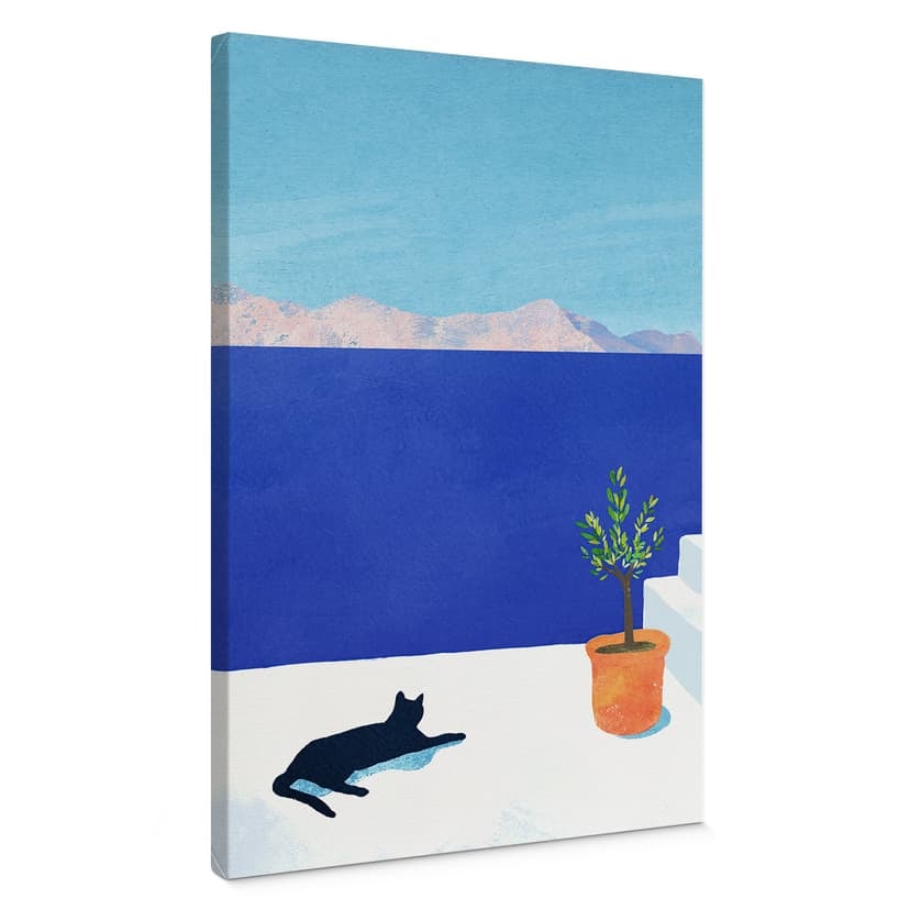 Canvastavla Siesta med katt vid havet - Rivers