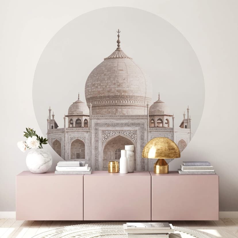 Annie - Taj Mahal - Rund Fototapet - non-woven tapet/självhäftande non-woven tapet