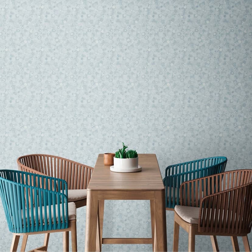 Tapet kök lanthus blå vita blommor - non-woven vintage blommig tapet lanthus kök non-woven tapet