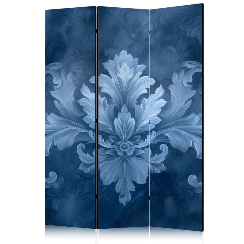 Paravent, Raumteiler freistehend, Trennwand - Ornament in Blue and Cool Colors. Dark Blue Decoratio
