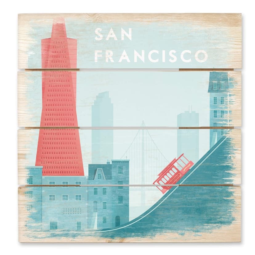 Trätavla Rivers - San Francisco - 40x41,5 cm