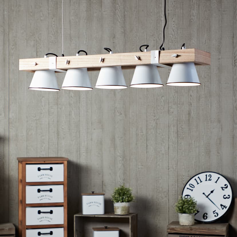 Pendelleuchte Maria 8 Beige, 10W, 115 x 95 cm, Holz Pendelleuchte