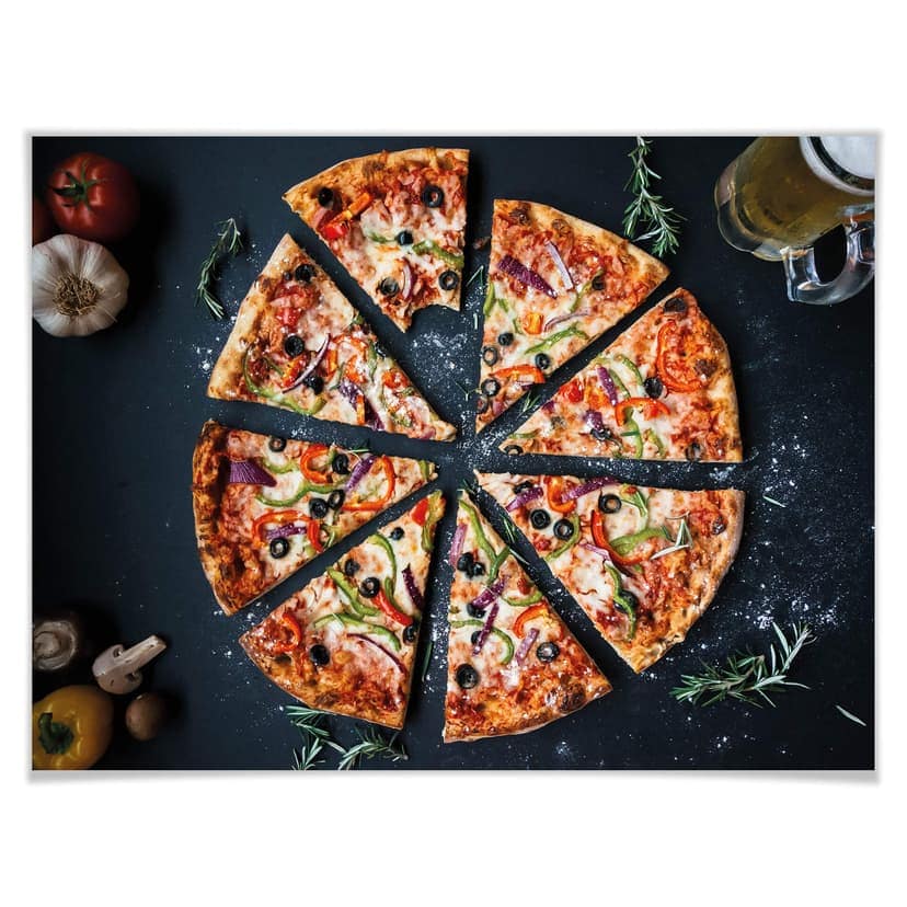 Poster med italiensk pizza