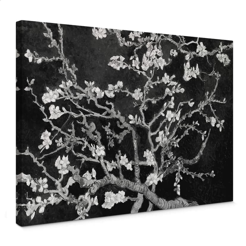 Canvastavla van Gogh - Mandelblomma - svart