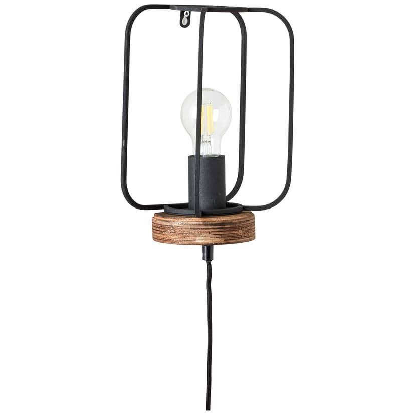Wandleuchte Rosalie Braun, 52W, 27 x 20 cm, Holz Wandlampe