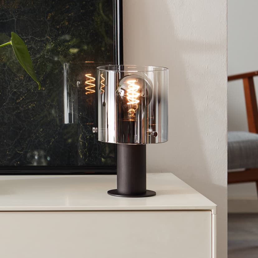 Tischleuchte Benett 1 Braun, 60W, 26 x 15 cm, Glas Tischlampe
