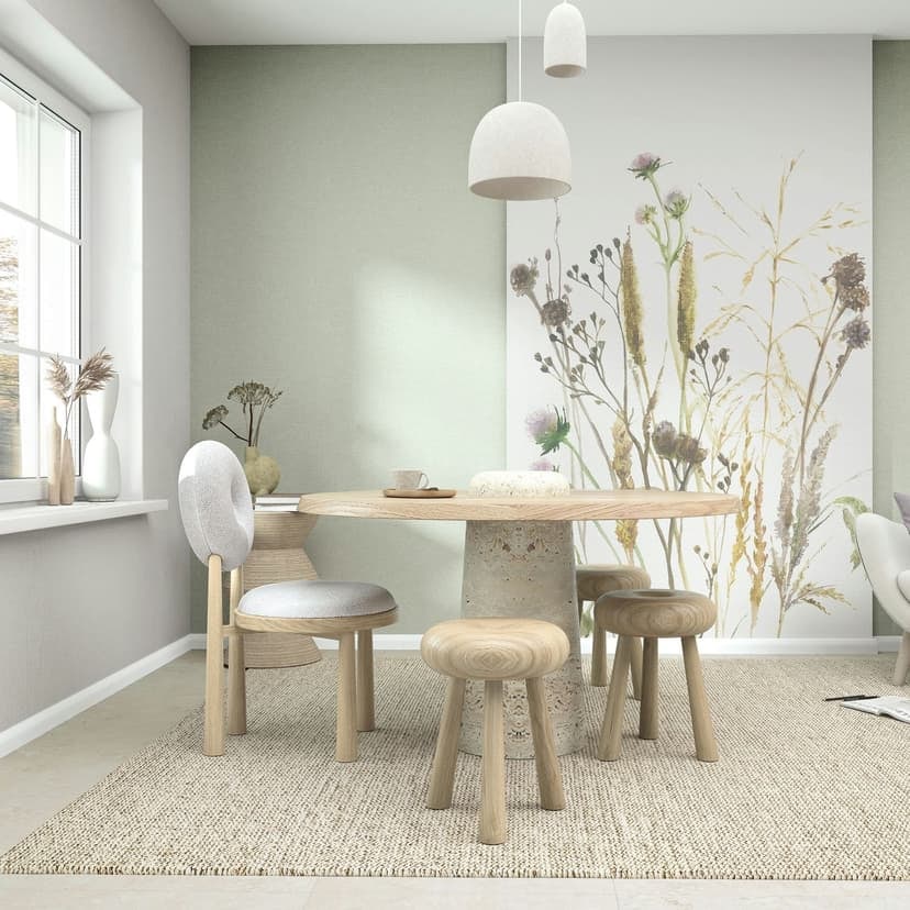 Fototapet blommor, blad blommig natur matt i vitt, beige 2,70 x 1,59m