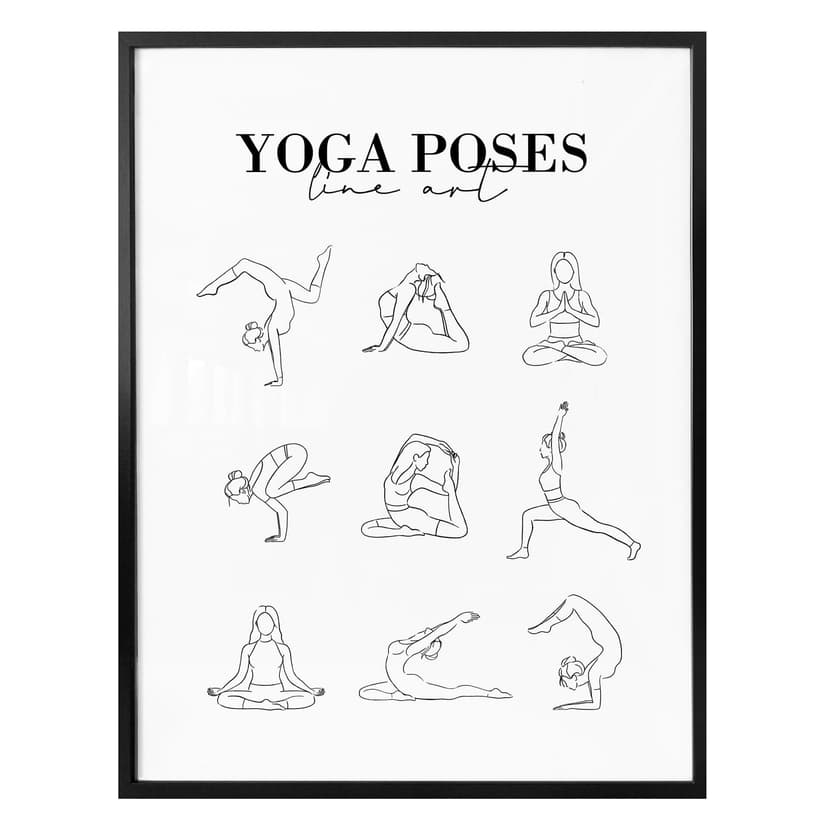 Poster Yoga - Poses - Linjekonst