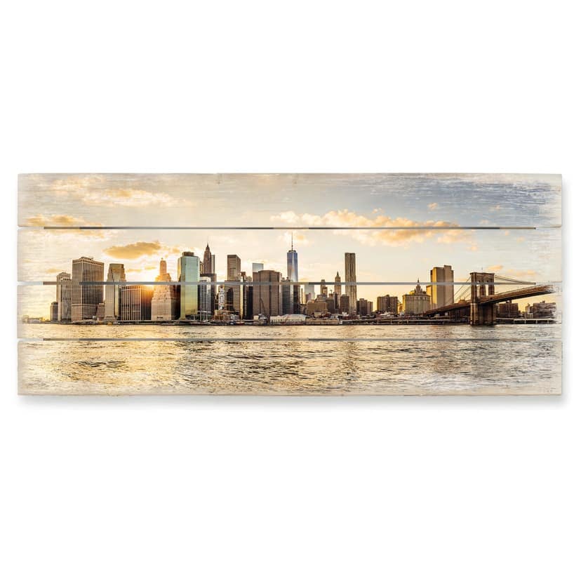 Trätavla Sundown in Manhattan - 40x41,5 cm