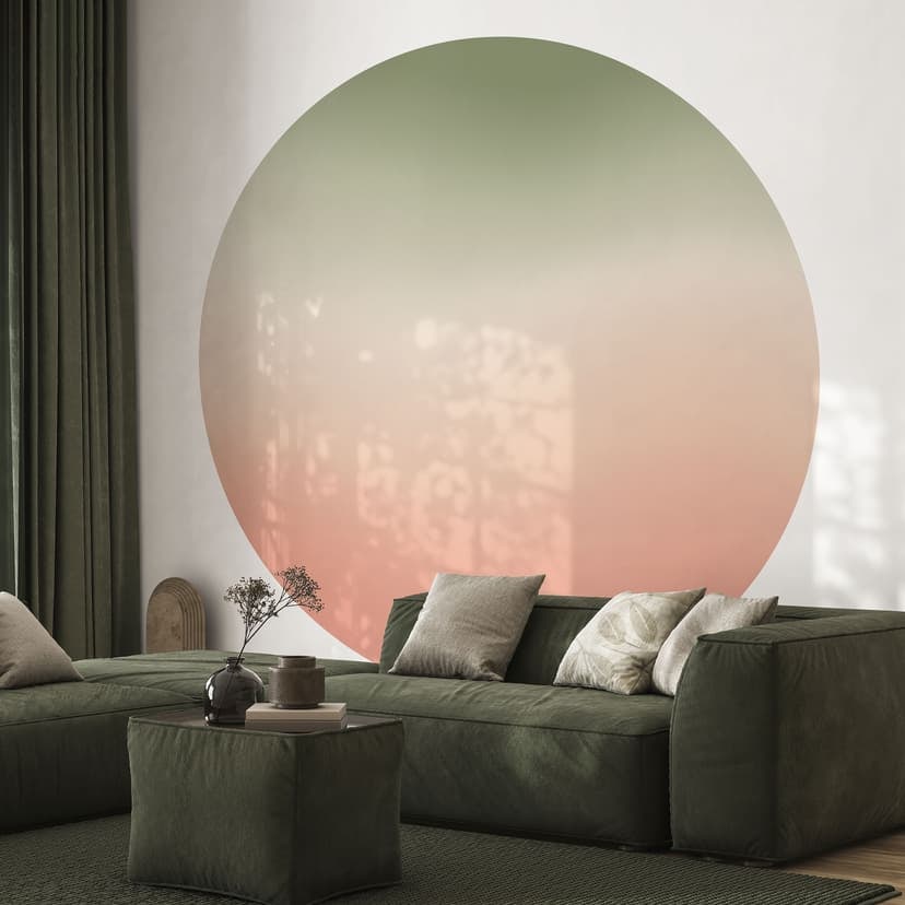 Ombre - Vattenmelon - Rund Fototapet - non-woven tapet/självhäftande non-woven tapet