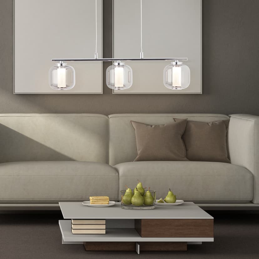 Pendelleuchte Martin 1 Grau, 18W, 131 x 56,5 cm, Glas Pendellampe