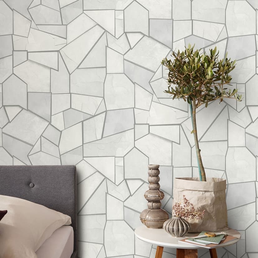 Non-woven tapet MOSAIQUE Elle Decoration 4, ljusgrå