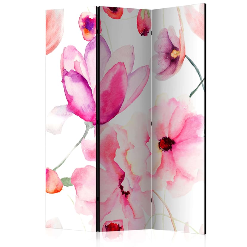 Paravent Raumteiler - Blumensinfonie in Rosa, 3-teilig