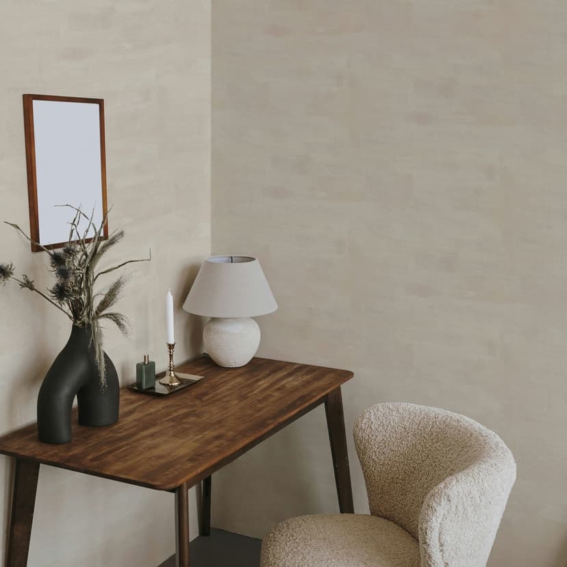 Icke-vävd tapet med gipsutseende, betongutseende slät geometrisk matt i beige