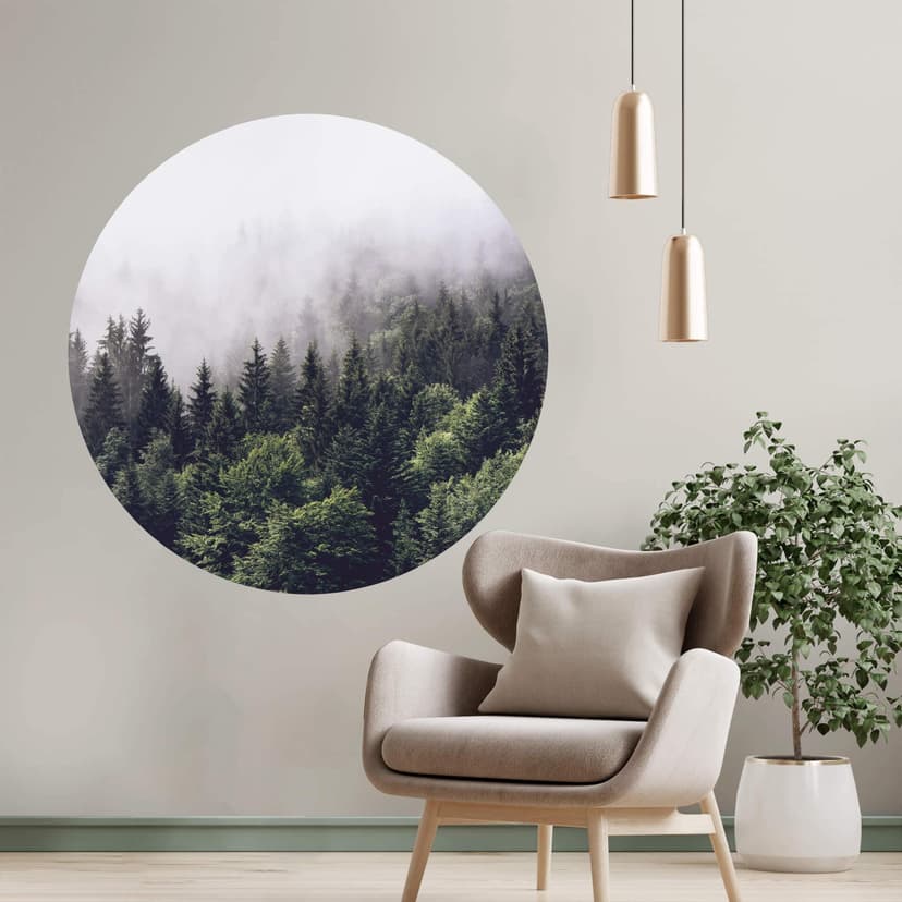 Wallsticker Dimmig skog - Rund