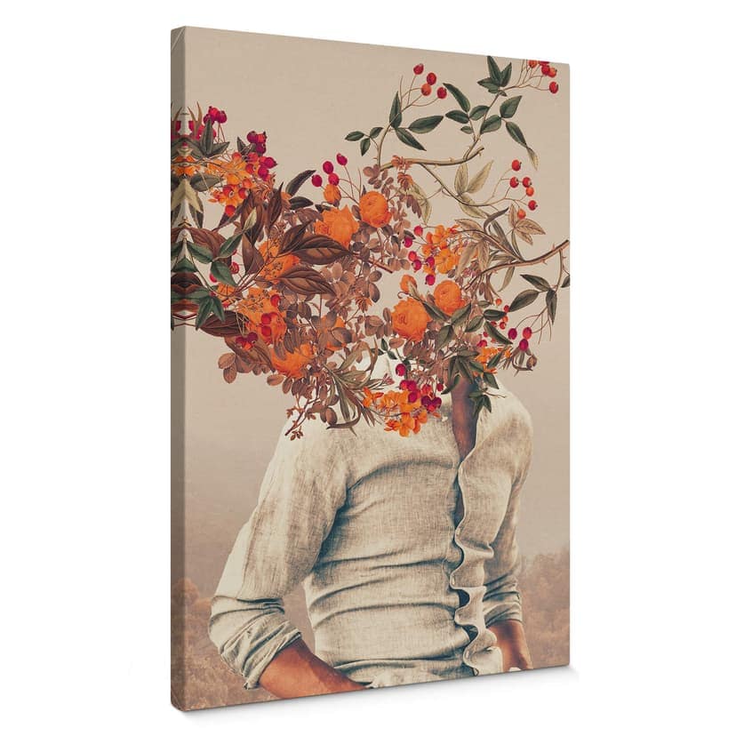 Canvastavla Mal - Man med blommor - Surrealistisk konst