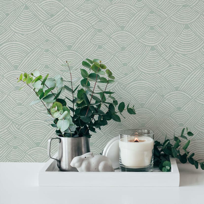Grå tapet vågor design - modern non-woven tapet ljusgrått vardagsrum