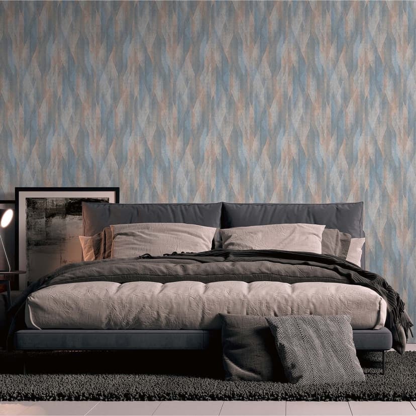 skandinavisk tapet blå beige - grafiskt mönster non-woven tapet för kök, hall, vardagsrum