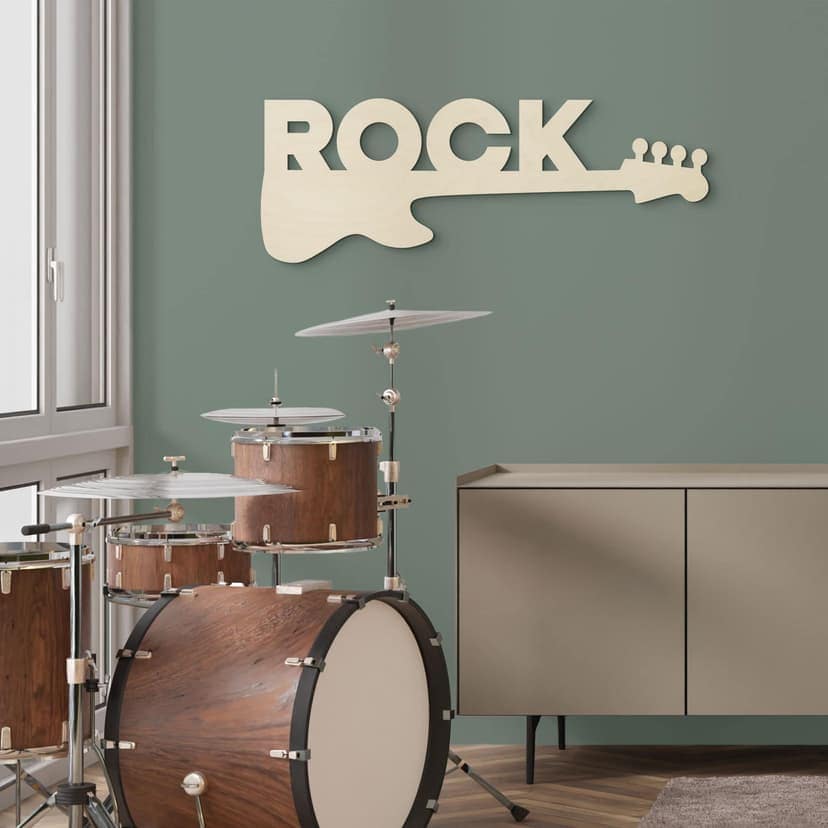 Väggdekoration gitarr rock - Väggdekorationer i trä poppel