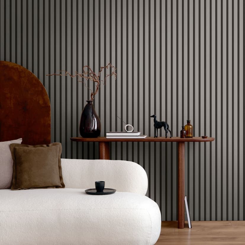 3D non-woven tapet grå svart matt - modern tapet i skandinavisk träpanel-look