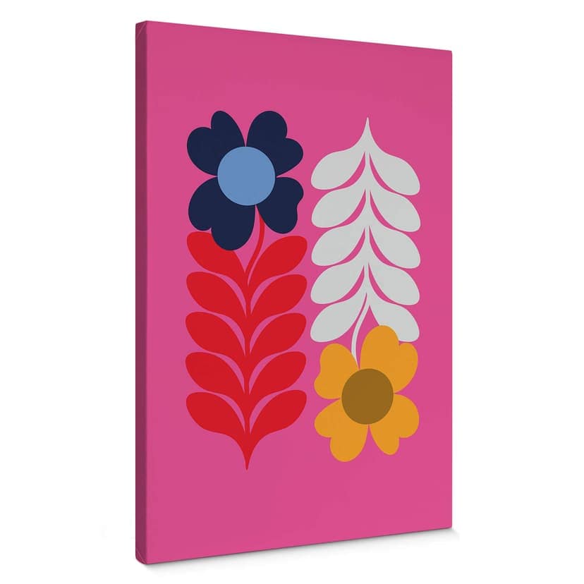 Canvastavla Collett - Färgglada retroblommor