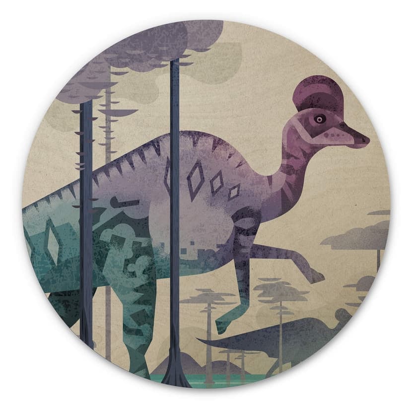 Trätavla Corythosaurus - Brun - Rund
