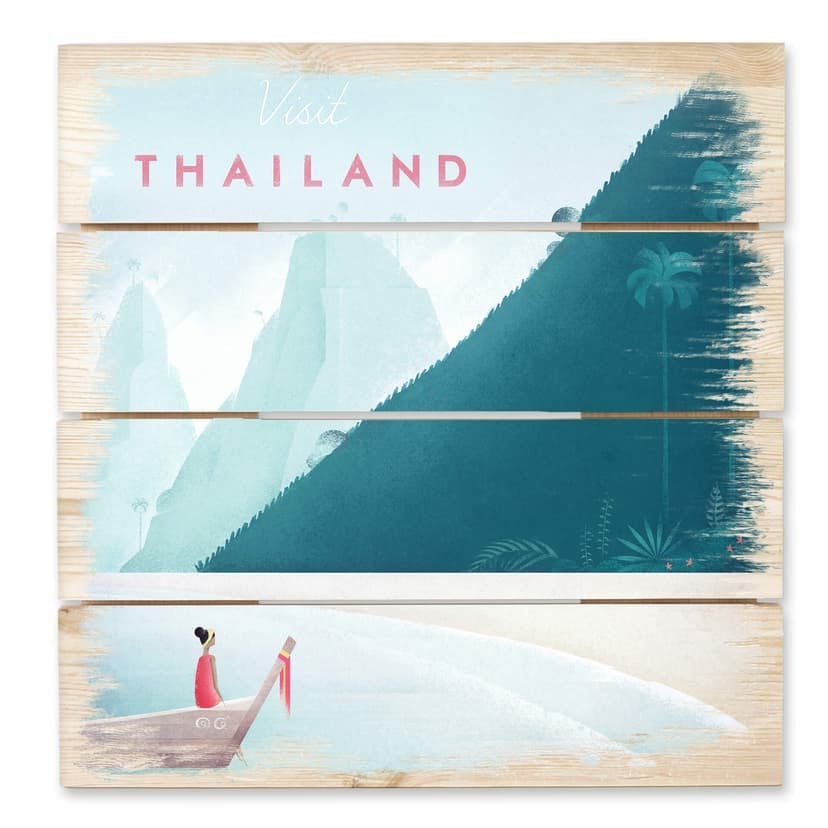 Trätavla Rivers - Thailand - 40x41,5 cm