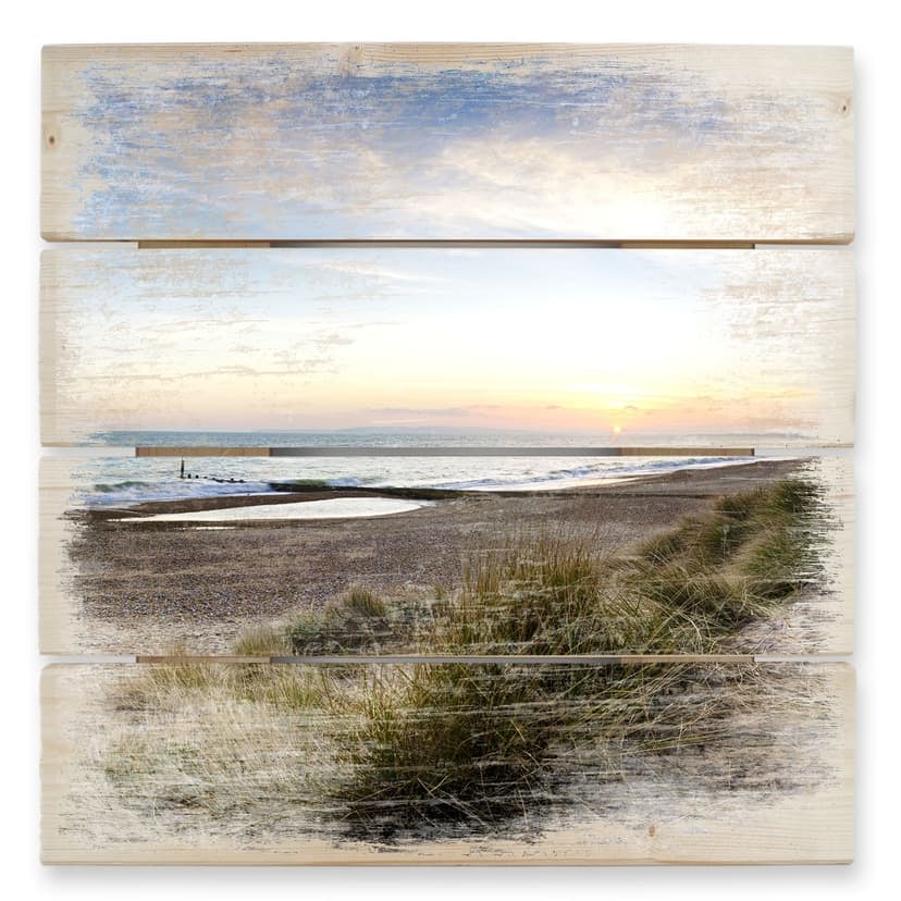 Trätavla strandpanorama - 40x41,5 cm