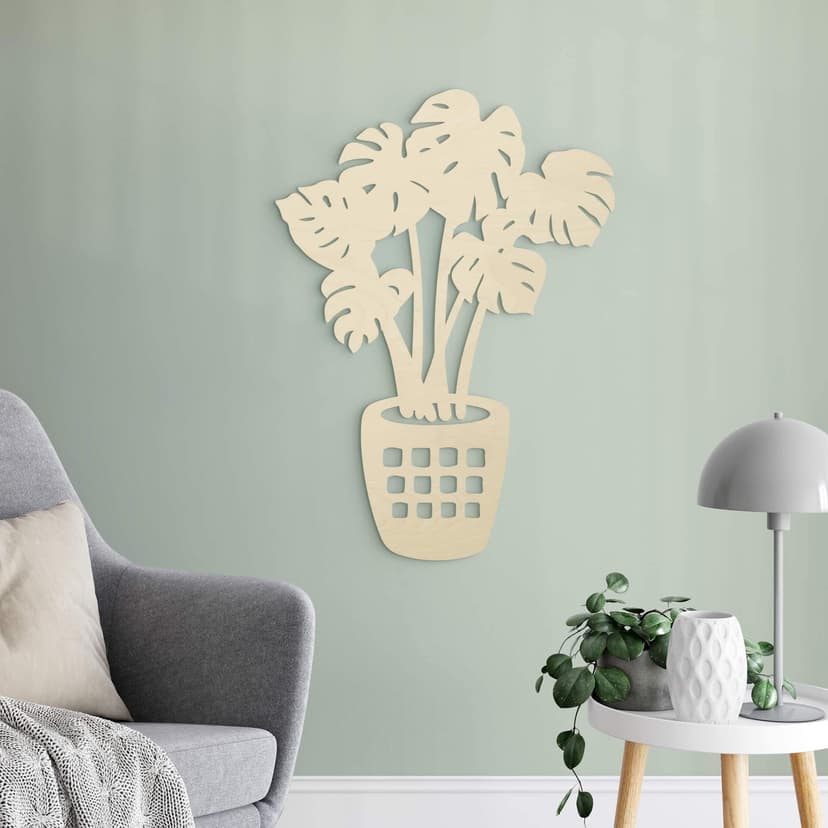 Väggdekorationer i trä monstera växt - poppel