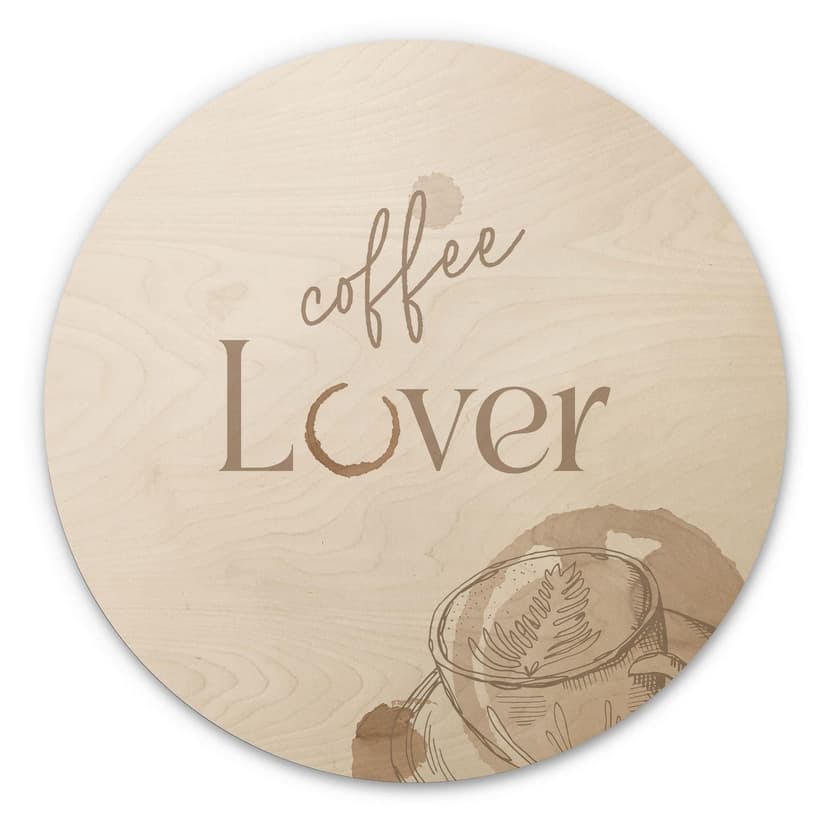 Trätavla Kaffeälskare - Rund