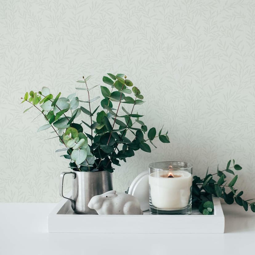 Blommig vitgrön - non-woven tapet lantgård A.S. Création - matt och lätt strukturerad