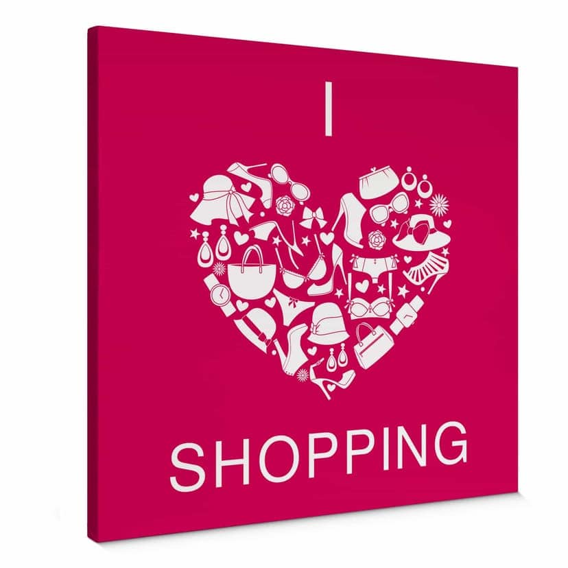 Canvastavla I love Shopping - fyrkantig