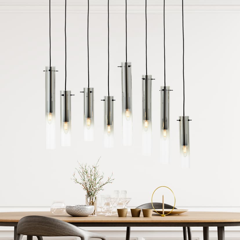 Pendelleuchte Hilla 4 Grau, 25W, 199 x 80 cm, Metall Pendellampe