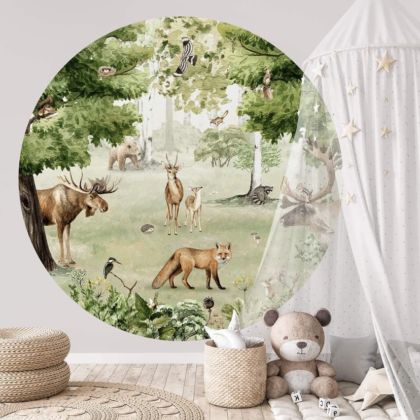Kikki Belle - Forest wonder - Rund fototapet - non-woven tapet/självhäftande non-woven tapet