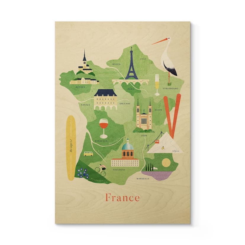 Träposter i trä över Frankrike - Rivers