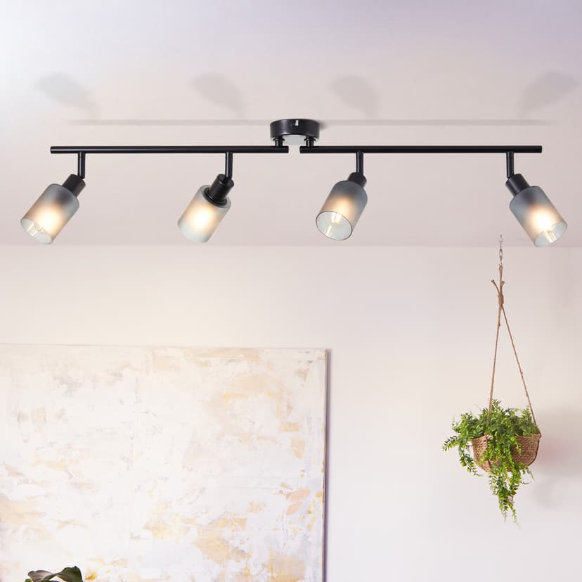 Spotrohr Leander Grau, 40W, 18 x 86 cm, Glas Lampe