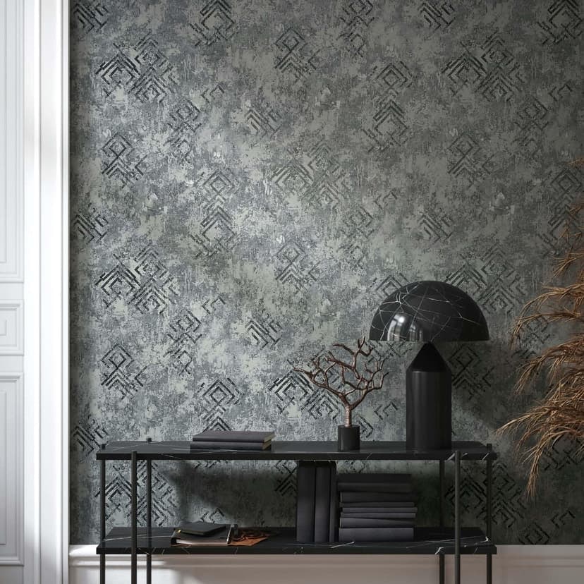 Icke-vävd tapet betong look grafisk modern i grått